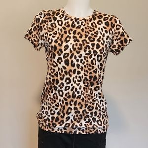 Cotton leopard crew neck tee
